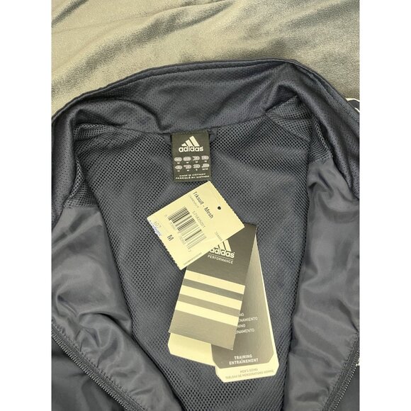 Adidas Jacket Mens Medium Blue Track Full Zip High Neck Active Athletic Logo - Picture 5 of 15